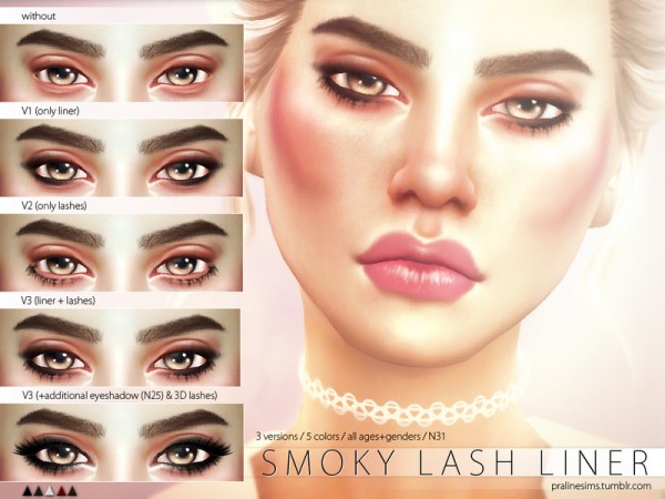  The Sims Resource: Smoky Lash Liner N31by Pralinesims