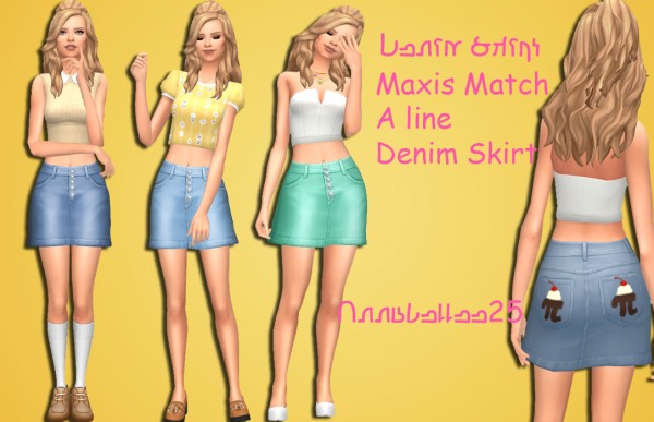 Simsworkshop: Maxis Match Denim Skirt by Annabellee25