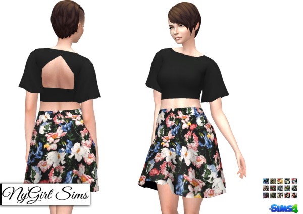  NY Girl Sims: Two Piece Dark Floral Dress