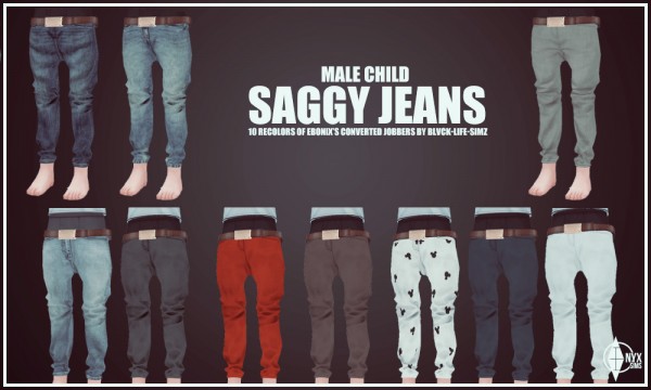  Onyx Sims: Child Male Saggy Jeans Recolors