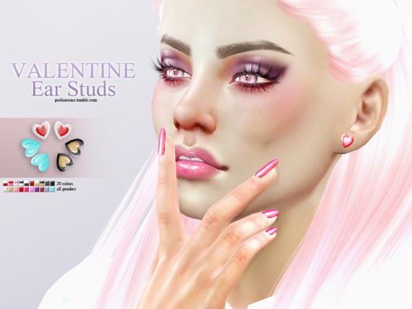  The Sims Resource: Valentine Ear Studs by Pralinesims