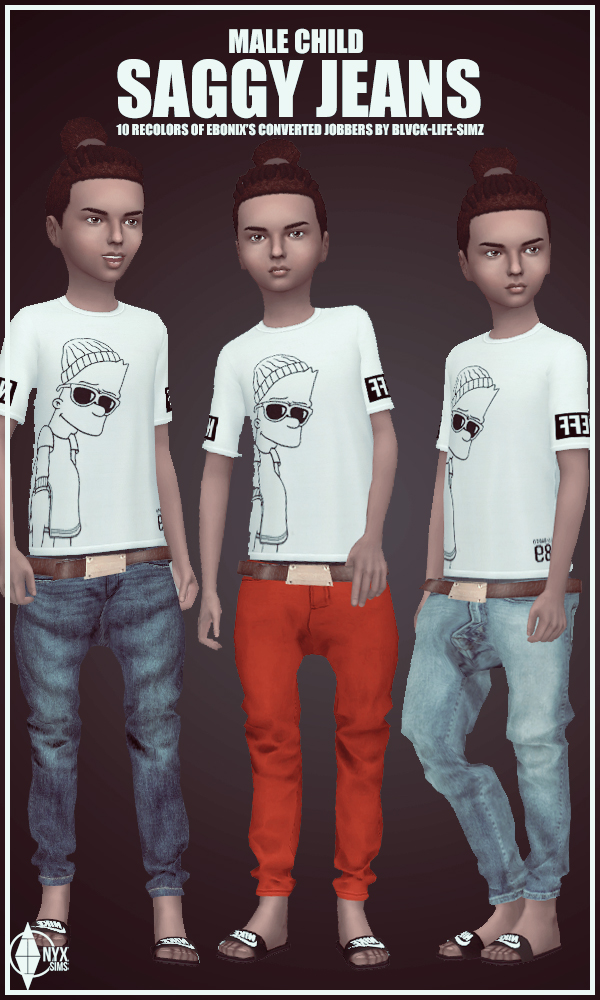  Onyx Sims: Child Male Saggy Jeans Recolors