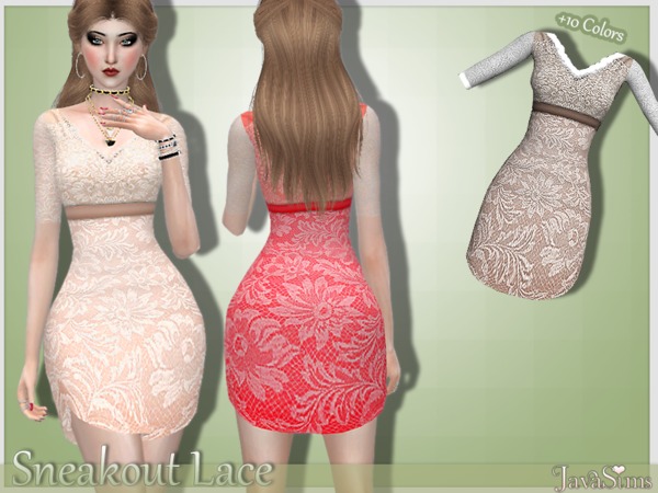 The Sims Resource: Sneakout Lace Dress by JavaSims • Sims 4 Downloads