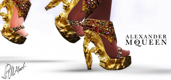  MA$ims 3: Gold Sculpted Platform Shoes
