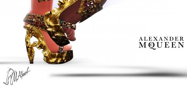  MA$ims 3: Gold Sculpted Platform Shoes