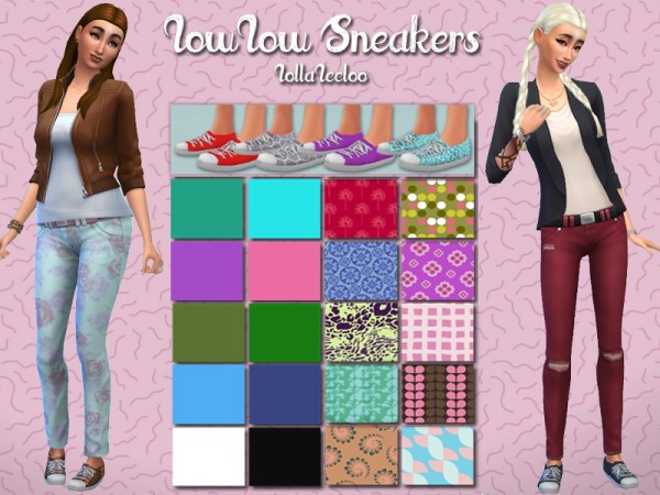  Sims 4 Studio: Colorful sneakers, maxis skirt, patterned swimsuits and t shirts