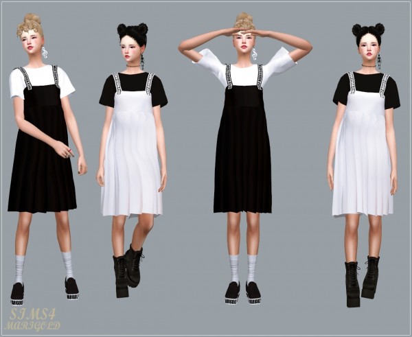  SIMS4 Marigold: Pleats Dress With T Shirt