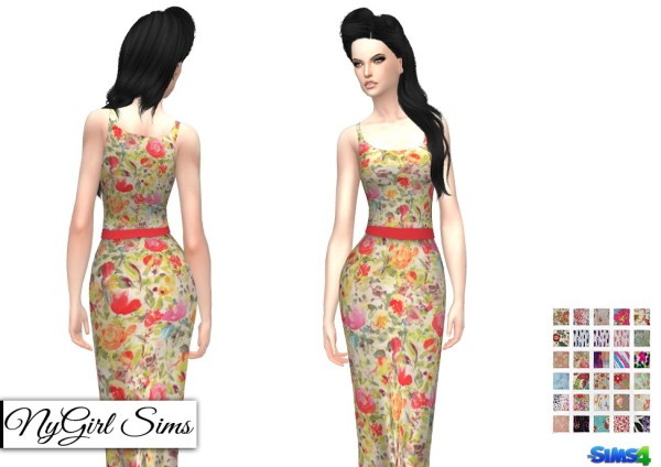  NY Girl Sims: Belted Tank Maxi Dress