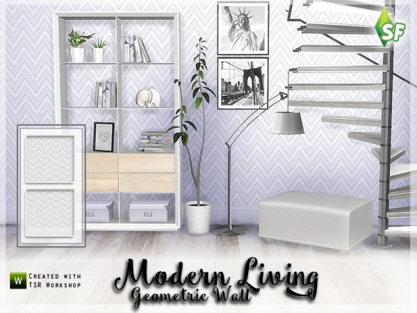  The Sims Resource: Modern Living Wall Set 1 by SimFabulous