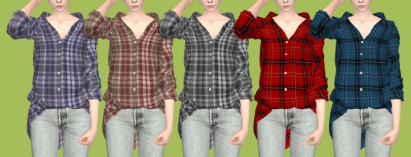 Tukete: Loose Fit Plaid Shirt • Sims 4 Downloads