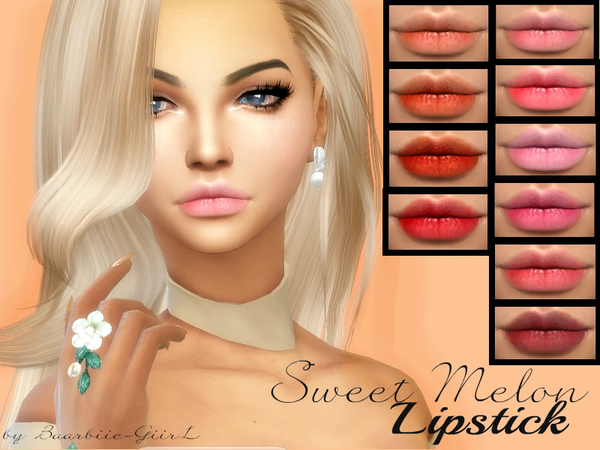  The Sims Resource: Sweet Melon Lipstick by Baarbiie GiirL