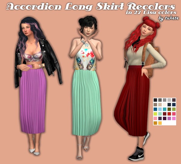  Tukete: Accordion Long Skirt Recolors