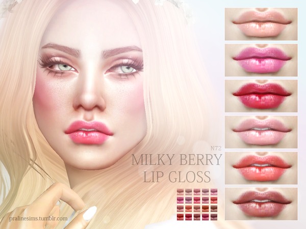  The Sims Resource: Milky Berry Lip Gloss N72 by Pralinesims