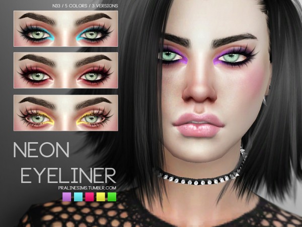  The Sims Resource: Neon Eyeliner N33 by Pralinesims