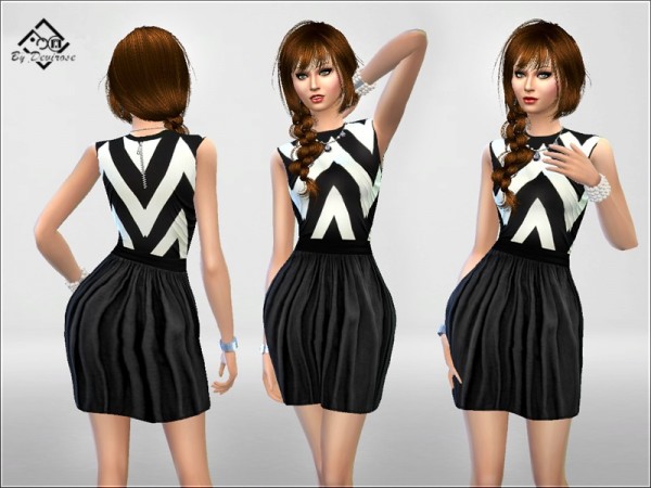  The Sims Resource: Black and White Dress by Devirose