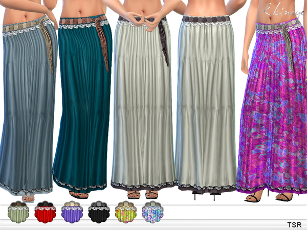  The Sims Resource: Tiered Maxi Skirt by ekinege