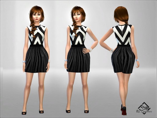  The Sims Resource: Black and White Dress by Devirose
