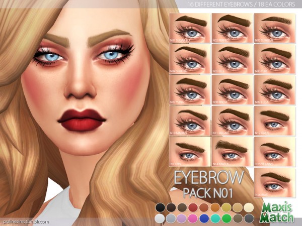  The Sims Resource: Maxis Match Eyebrow Pack N01 byPralinesims
