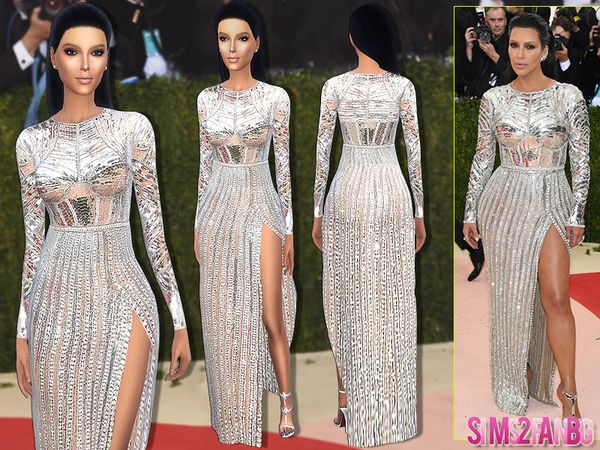  The Sims Resource: 170   Kim Kardashian Met Gala16 Dress by sims2fanbg
