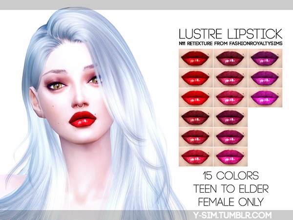  The Sims Resource: Lustre Lipstick   N11 by Y Sim