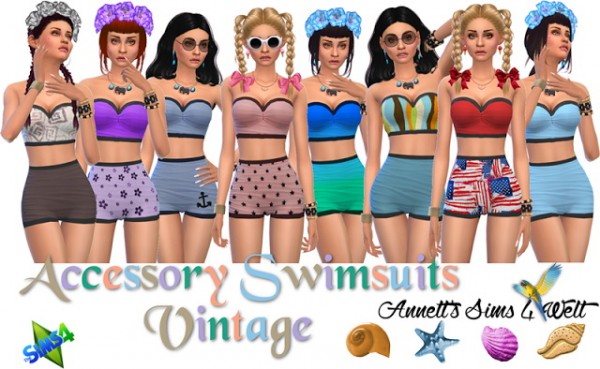  Annett`s Sims 4 Welt: Accessory Swimsuits Vintage