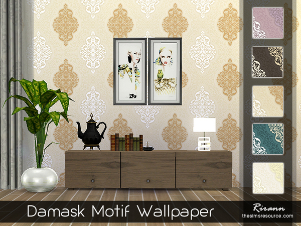  The Sims Resource: Damask Motif Wallpaper by Rirann