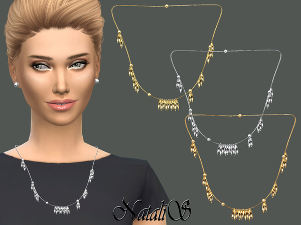  The Sims Resource: Spike Tassel Fringe Necklace by NataliS