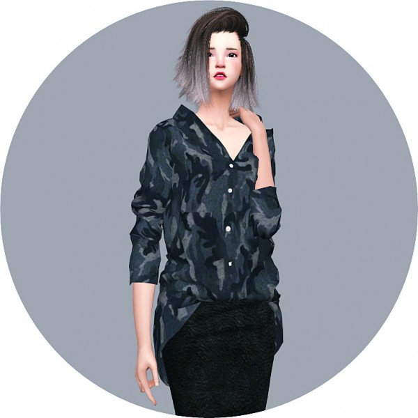  SIMS4 Marigold: Loose Fit Shirt Open Neck