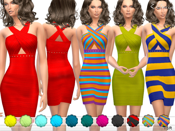  The Sims Resource: Crisscross Bandage Dress by ekinege