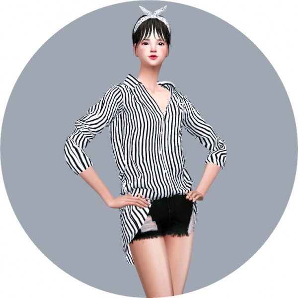  SIMS4 Marigold: Loose Fit Shirt Open Neck