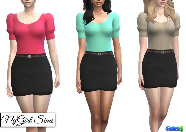  NY Girl Sims: Banded Cuff Mini Dress with Belt