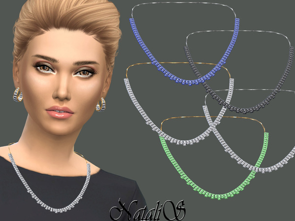  The Sims Resource: Baguette crystals necklace by NataliS