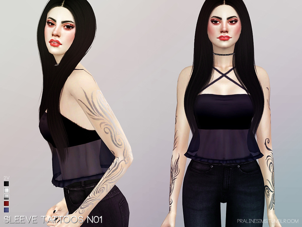  The Sims Resource: Sleeve Tattoos N01 by Pralinesims