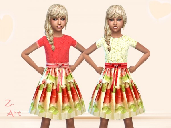  The Sims Resource: Rose Blossom dress by Zuckerschnute20