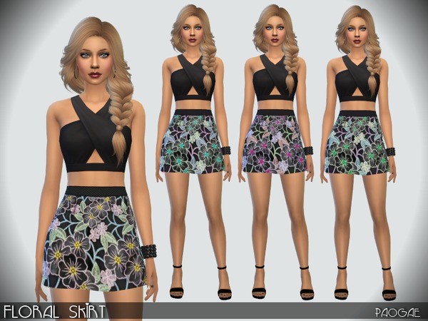  The Sims Resource: Floral skirt by Paogae
