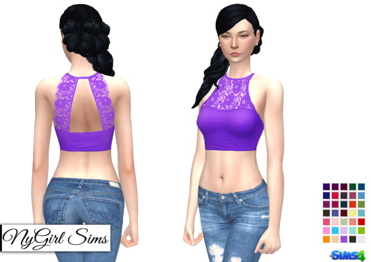  NY Girl Sims: Athletic Lace Crop Tank