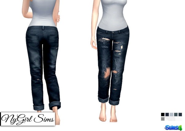  NY Girl Sims: Distressed Rolled Ankle Jeans