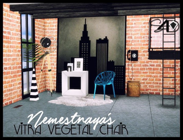  Sims 4 Designs: Nemestnayas Vitra Vegetal Chair + Cityscape Art