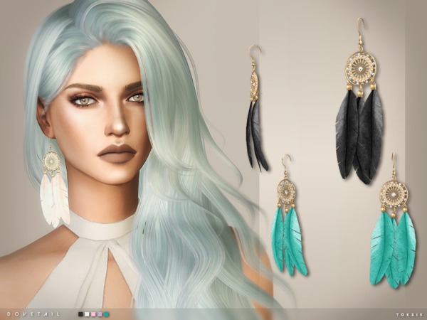  The Sims Resource: Dovetail Earrings by toksik