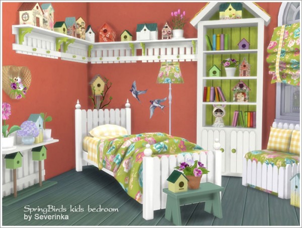  Sims by Severinka: Kids bedroom Spring Birds