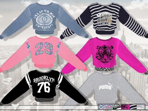  The Sims Resource: Athletic Department Sweatshirt Collection by Pinkzombiecupcake