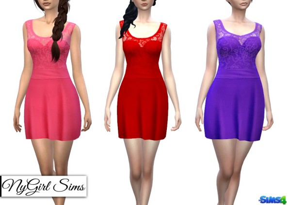  NY Girl Sims: Strapless Dress with Lace Tank Overlay in Solids