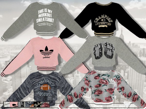  The Sims Resource: Athletic Department Sweatshirt Collection by Pinkzombiecupcake
