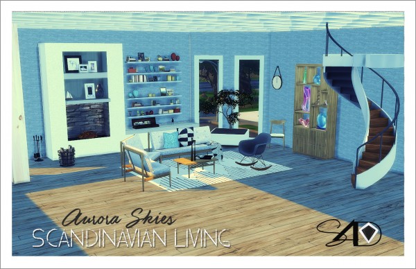  Sims 4 Designs: Aurora Skies Scandinavian Living Set