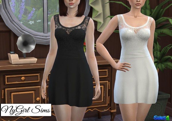  NY Girl Sims: Strapless Dress with Lace Tank Overlay in Solids