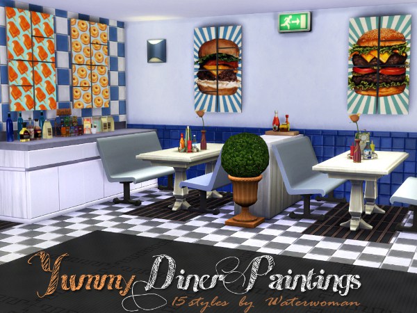  Akisima Sims Blog: Yummy Diner Paintings