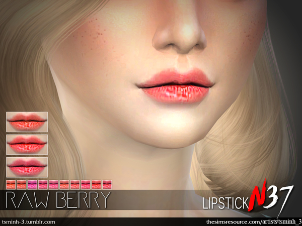 The Sims Resource: Raw Berry Lipstick by tsminh 3