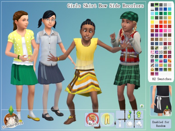  Simsworkshop: Girls Skirt Bow Side