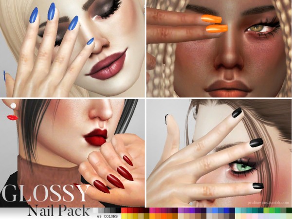  The Sims Resource: Glossy Nail Pack by Pralinesims