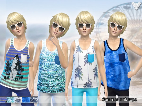  The Sims Resource: Summer Tank Tops for Boys by Pinkzombiecupcakes